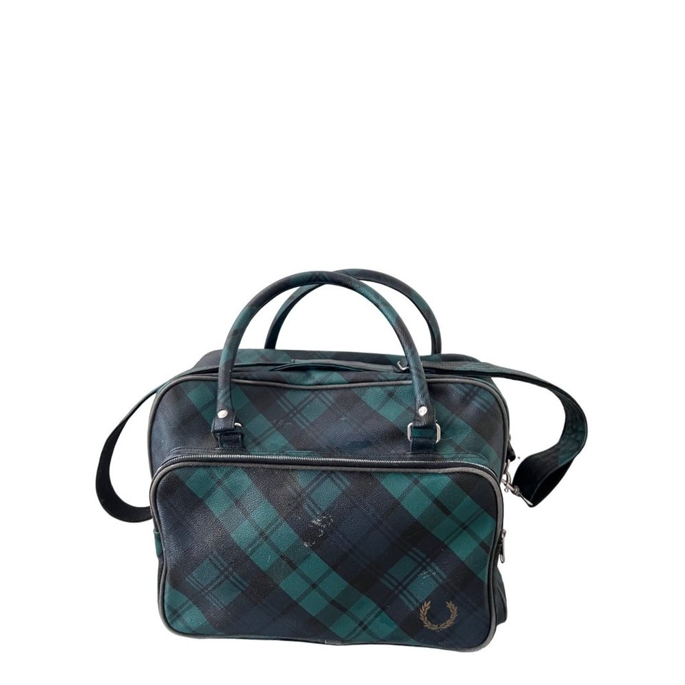 Fred Perry Tartan Plaid Pebble Leather Tote HoldAll Bag Gym Overnight Oi Rudeboy